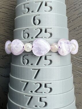 Lavender quartz with unicorn tourmaline heart bracelet SIZE 6.5’